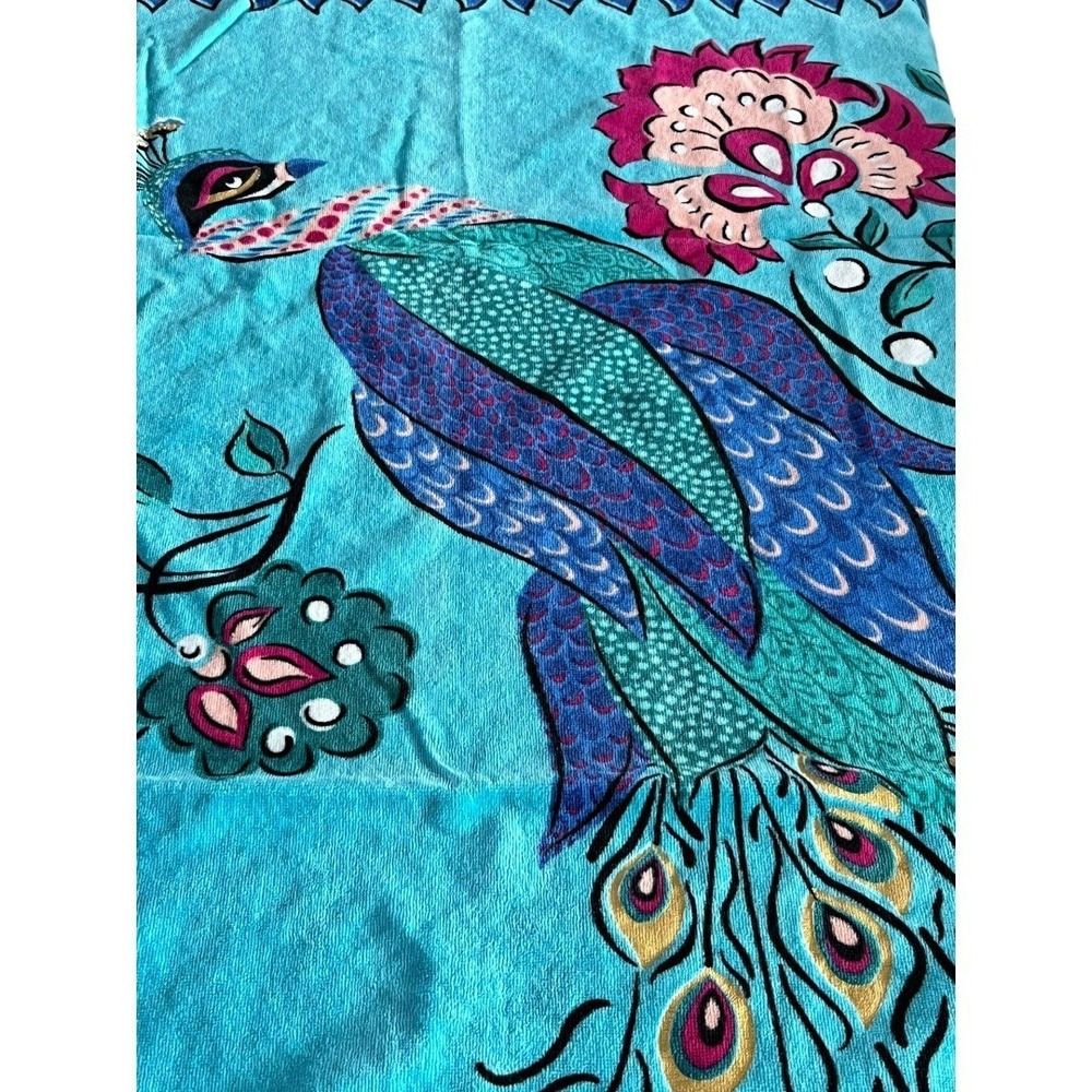 Better Homes & Gardens Peacock Beach Towel OS Teal Very Good BHS305771520030